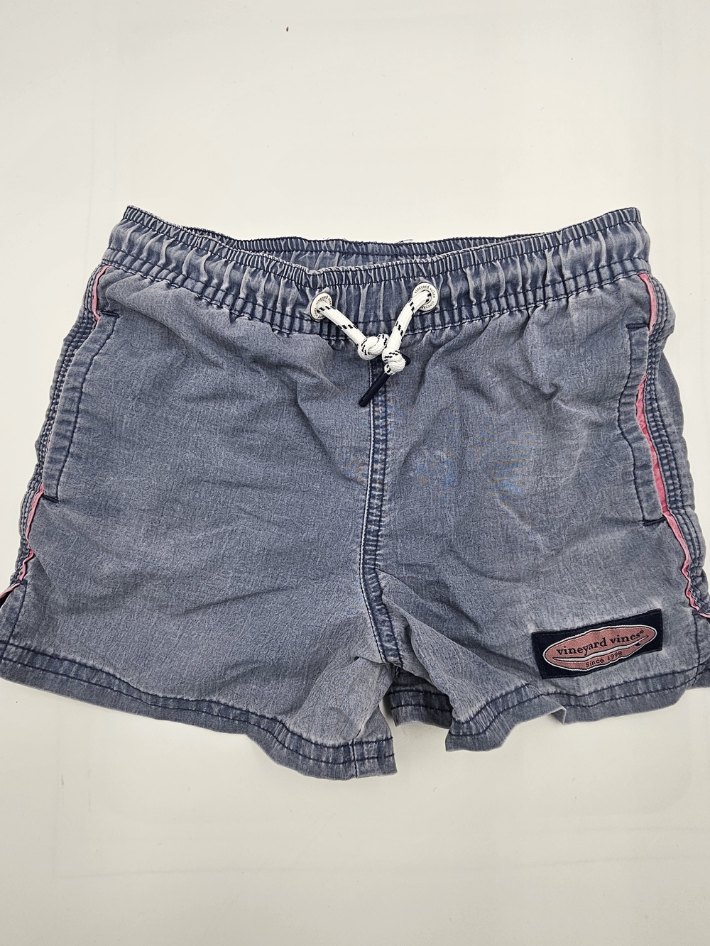 VINEYARD VINES 4T Blue Swim Shorts with Pink Trim